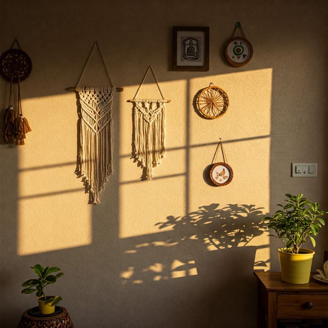 Handmade wall art in home interior